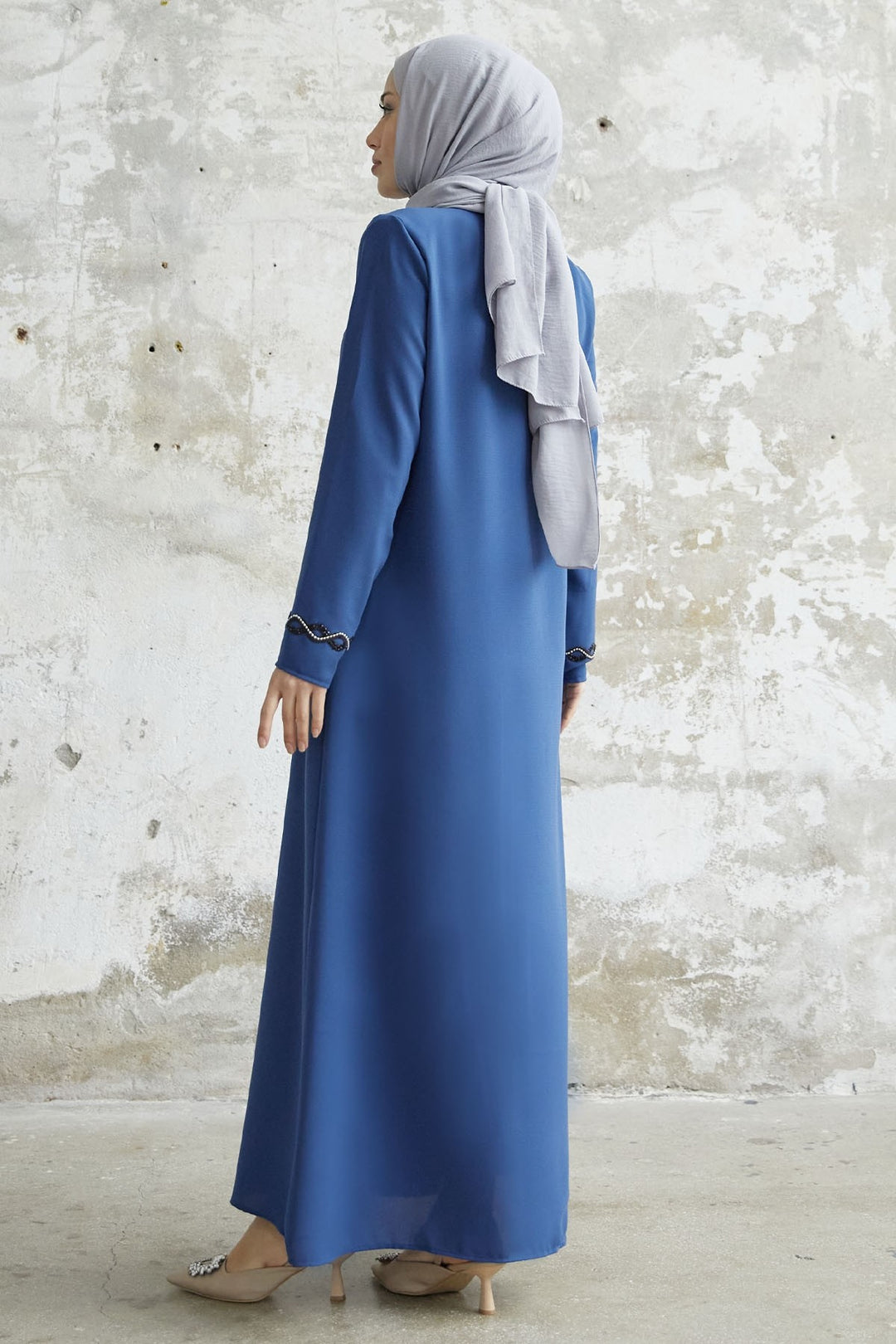 MDS Women Spiral Stone Detailed Honeycomb Abaya - Indigo - Wichita