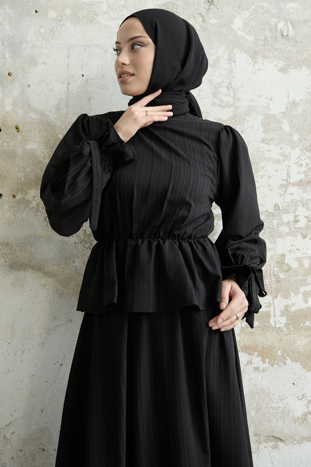 MDS Women Ruffle Detail Top and Skirt Set - Black - Wilkes-Barre