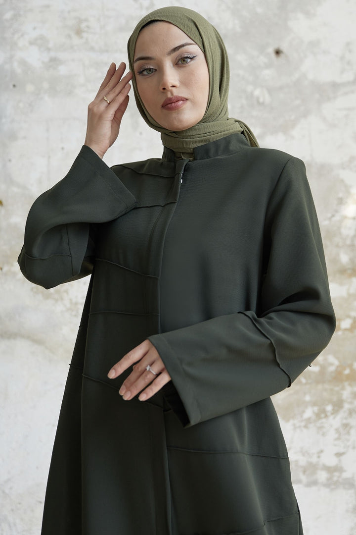 MDS Women Ivory Biye Pattern Abaya - Khaki - Gorinchem