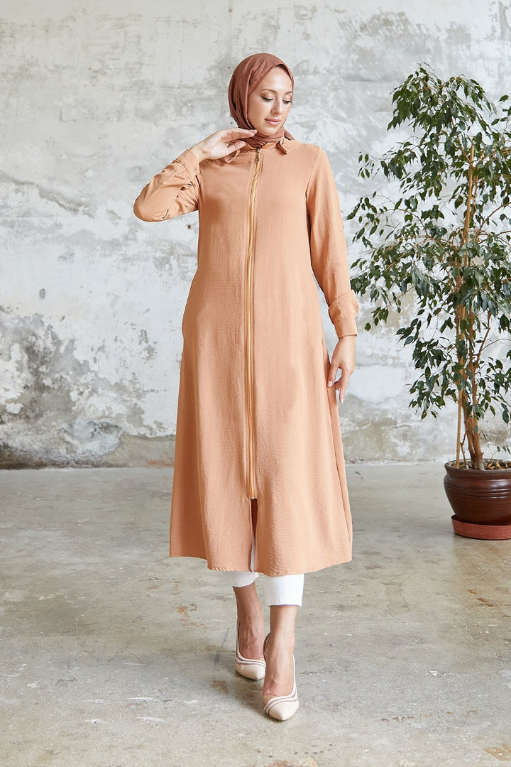 MDS Women Lure Hooded Abaya - Camel - Albany