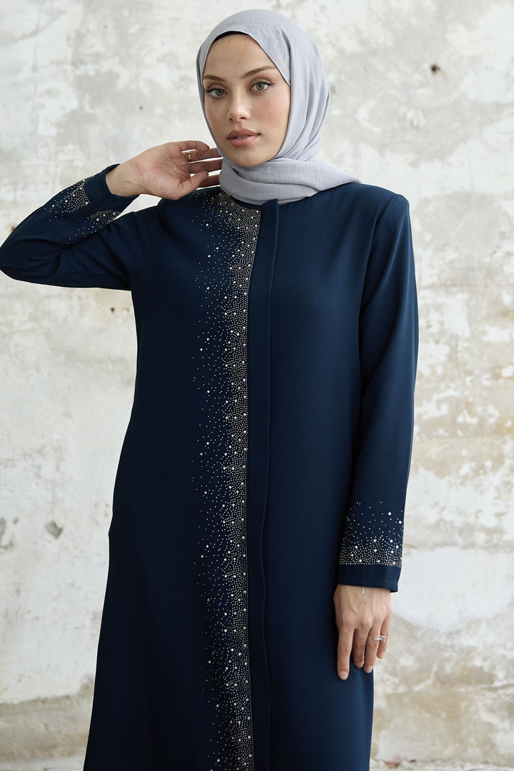 MDS Women Stone-embroidered Abaya - Indigo - Lüdenscheid