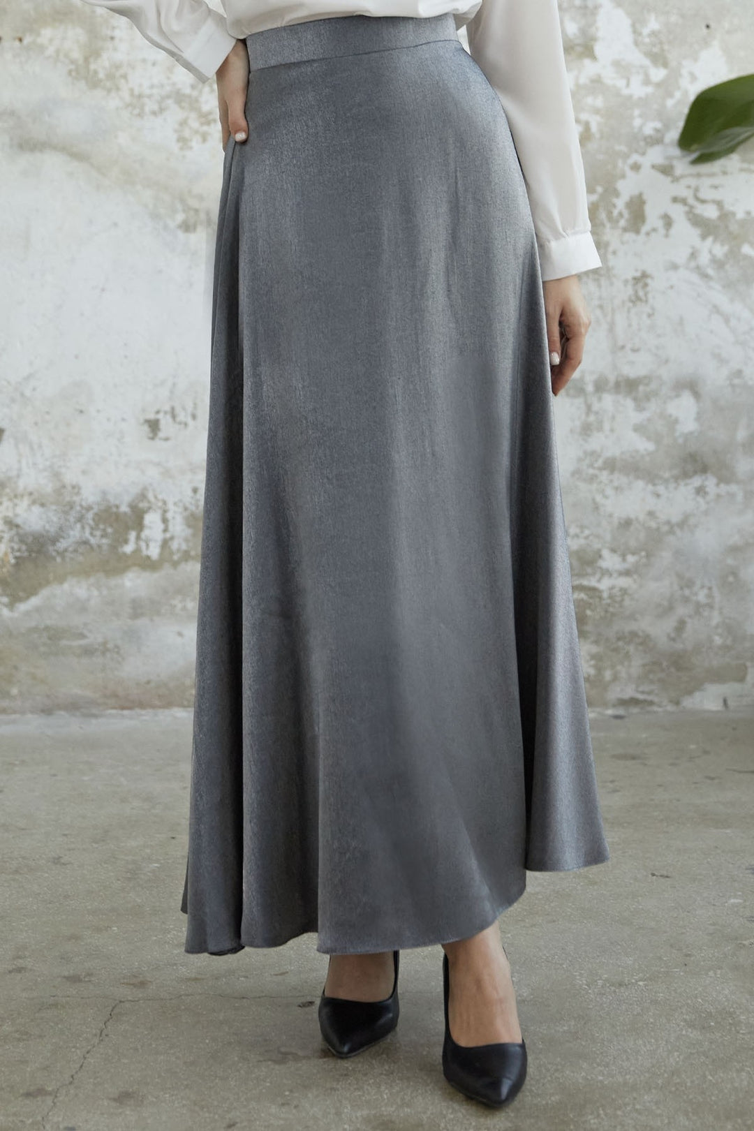 MDS Women Shiny Viscose Skirt - Gray - Meyzieu
