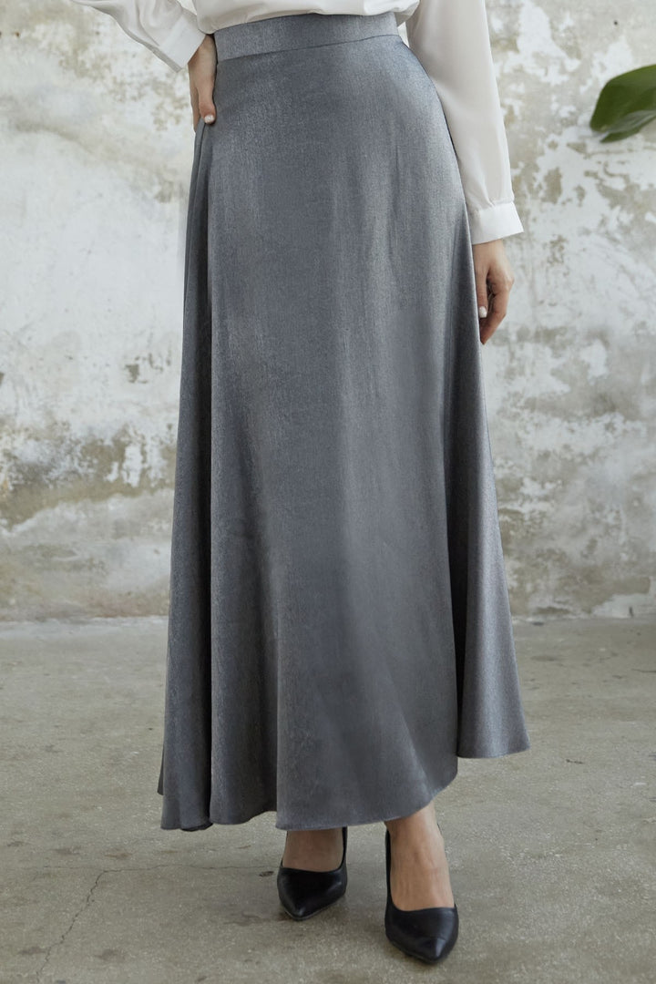 MDS Women Shiny Viscose Skirt - Gray - Meyzieu
