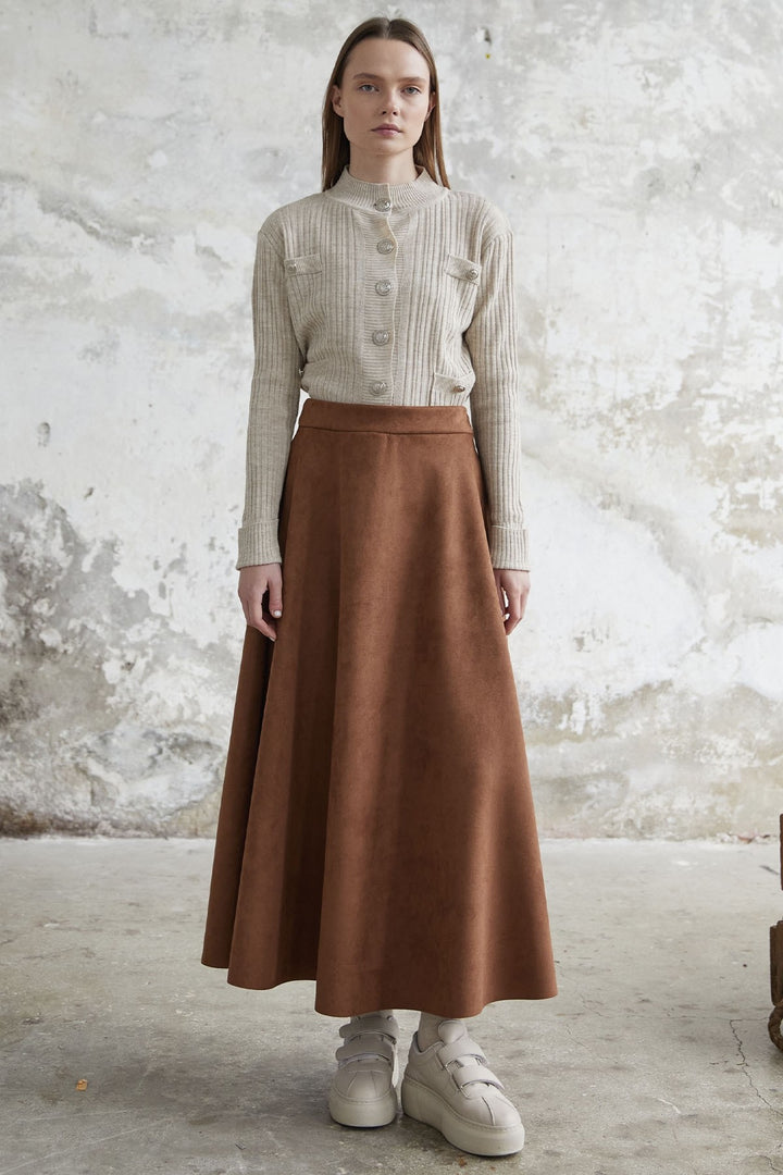 MDS Women Elisha Suede Skirt - Beige - Bagneux