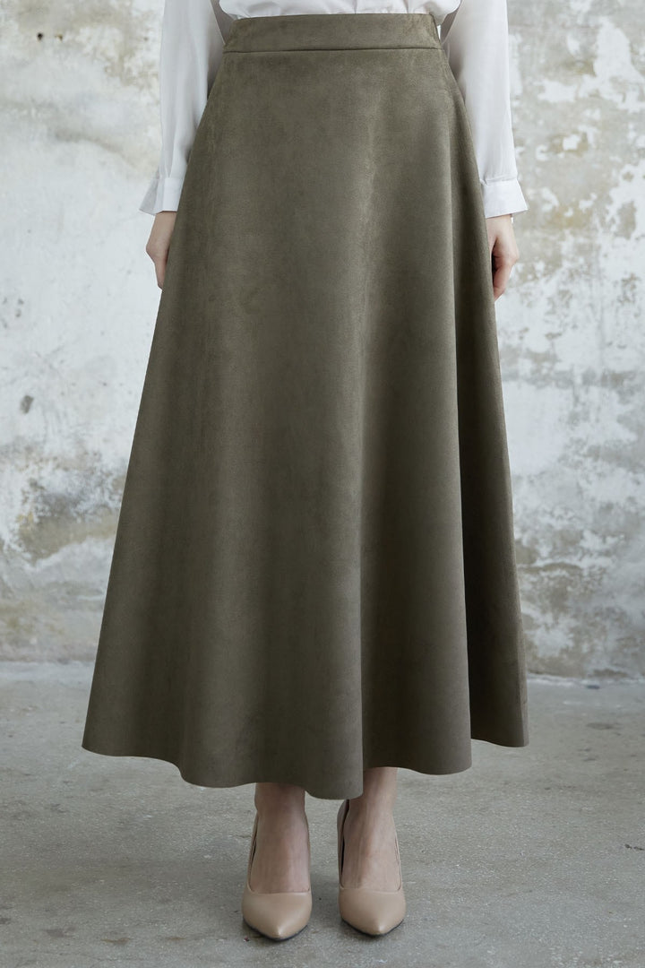 MDS Women Elisha Suede Skirt - Khaki - Oro Valley