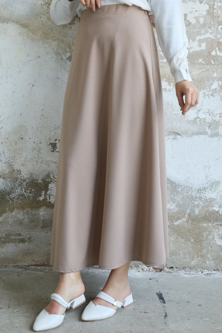 MDS Women Double Knit Fabric Skirt - Beige - Arcadia