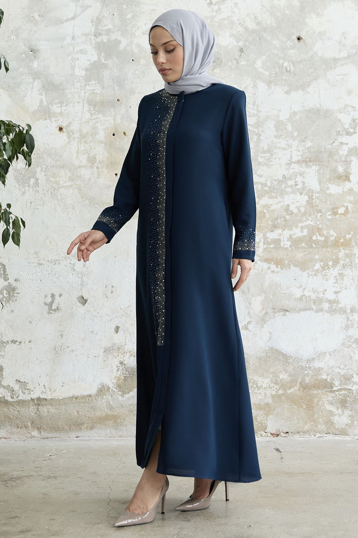 MDS Women Stone-embroidered Abaya - Indigo - Lüdenscheid