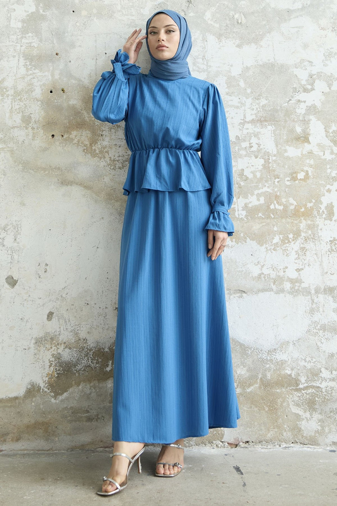 MDS Women Ruffle Detail Top and Skirt Set - Blue - Neumünster