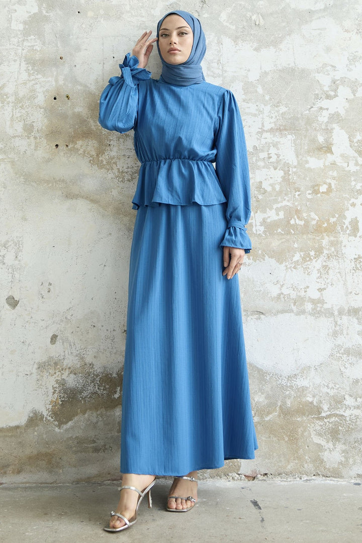 MDS Women Ruffle Detail Top and Skirt Set - Blue - Neumünster