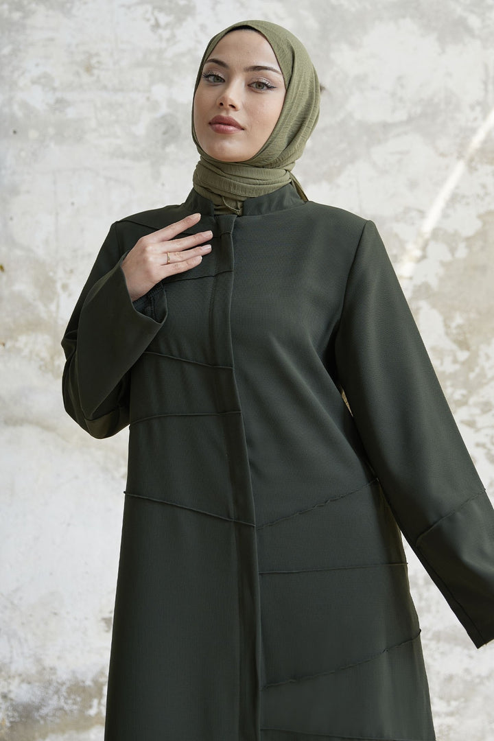 MDS Women Ivory Biye Pattern Abaya - Khaki - Gorinchem