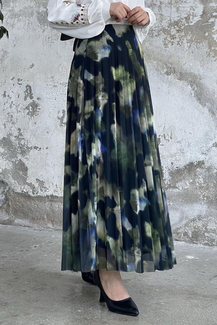 MDS Women Batik Pattern Lined Tulle Skirt - Pistachio Green - Ames