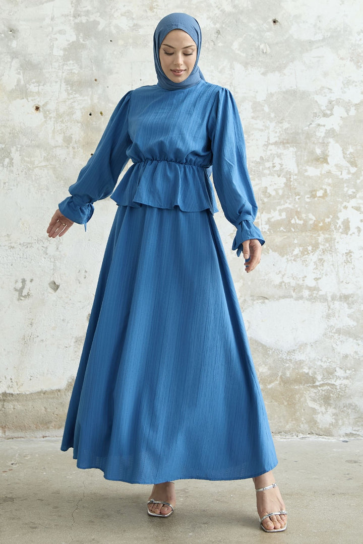 MDS Women Ruffle Detail Top and Skirt Set - Blue - Neumünster