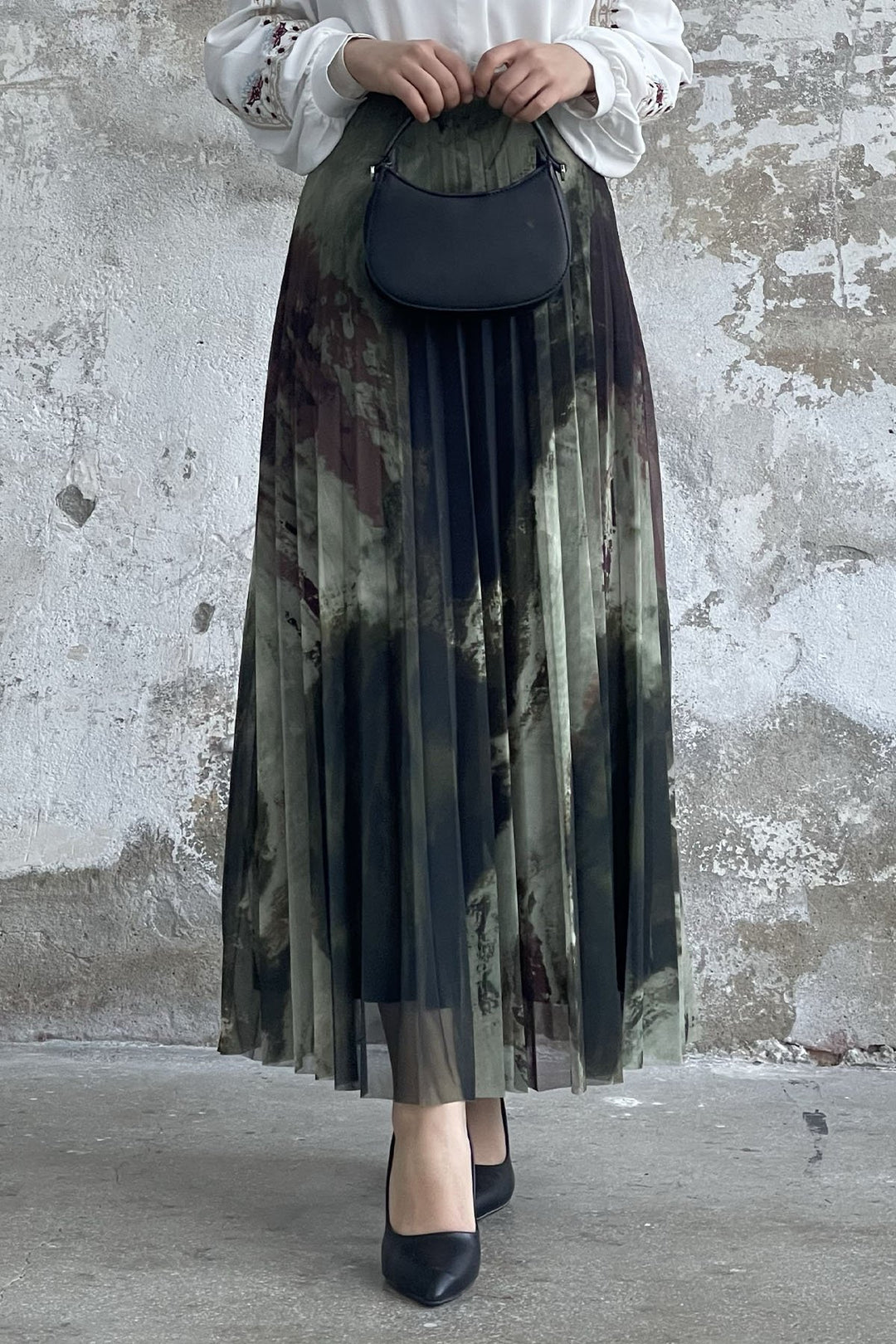 MDS Women Batik Pattern Lined Tulle Skirt - Khaki - Narbonne