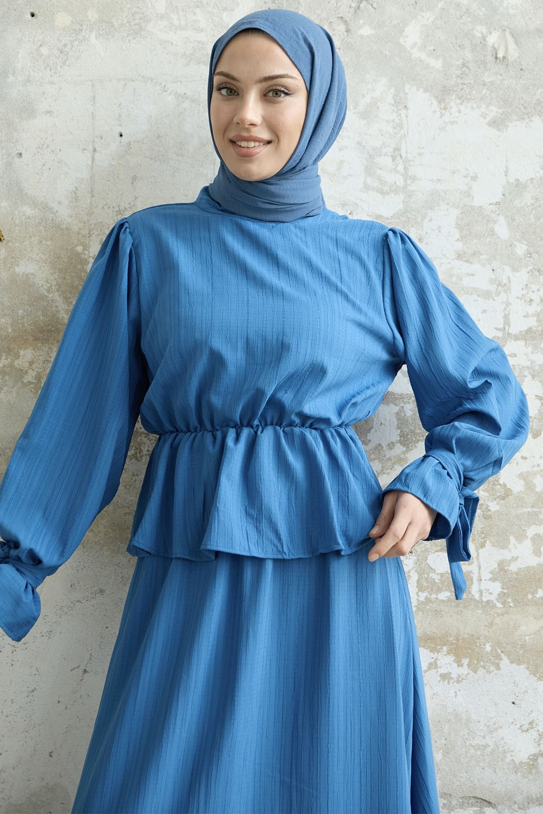 MDS Women Ruffle Detail Top and Skirt Set - Blue - Neumünster