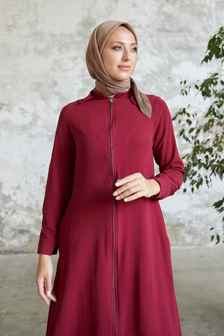 MDS Women Lure Hooded Abaya - Burgundy - Norwalk