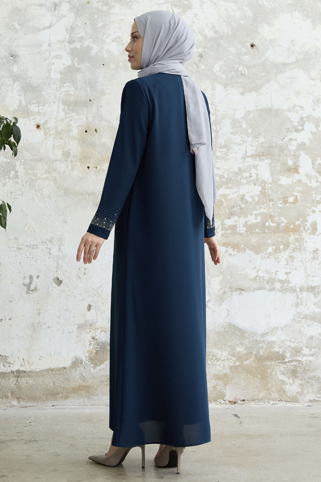 MDS Women Stone-embroidered Abaya - Indigo - Lüdenscheid