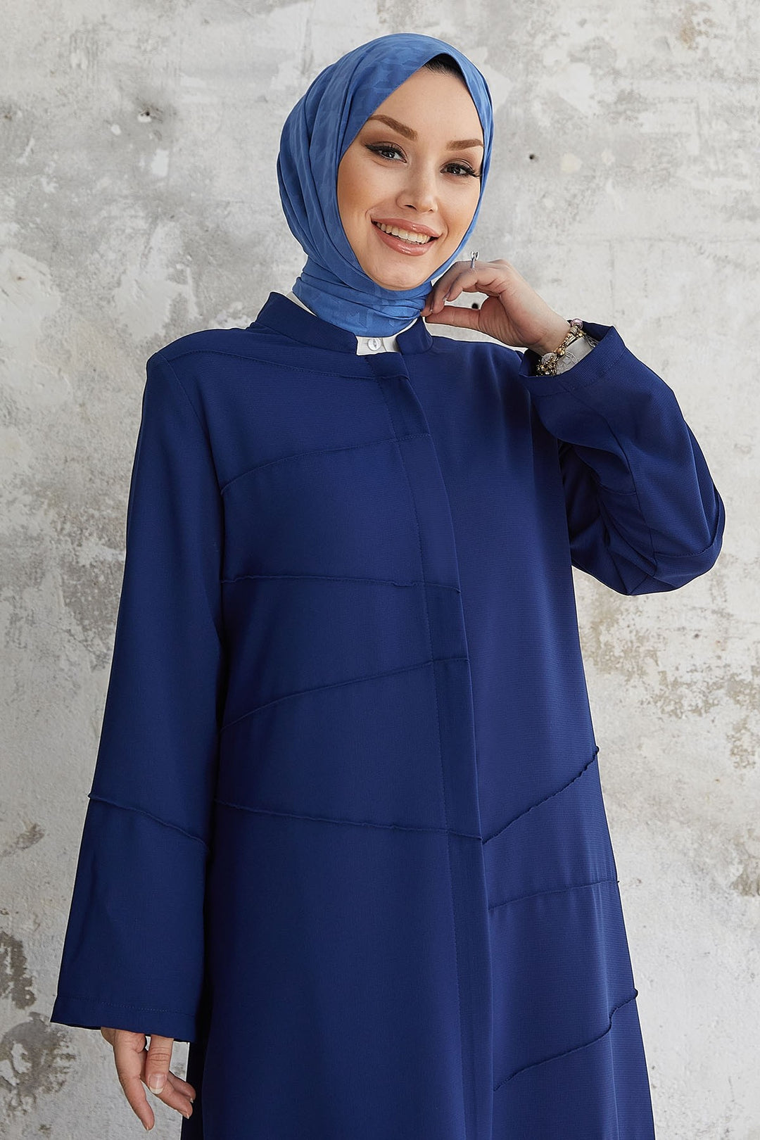 MDS Women Ivory Biye Pattern Abaya - Indigo - Westfield