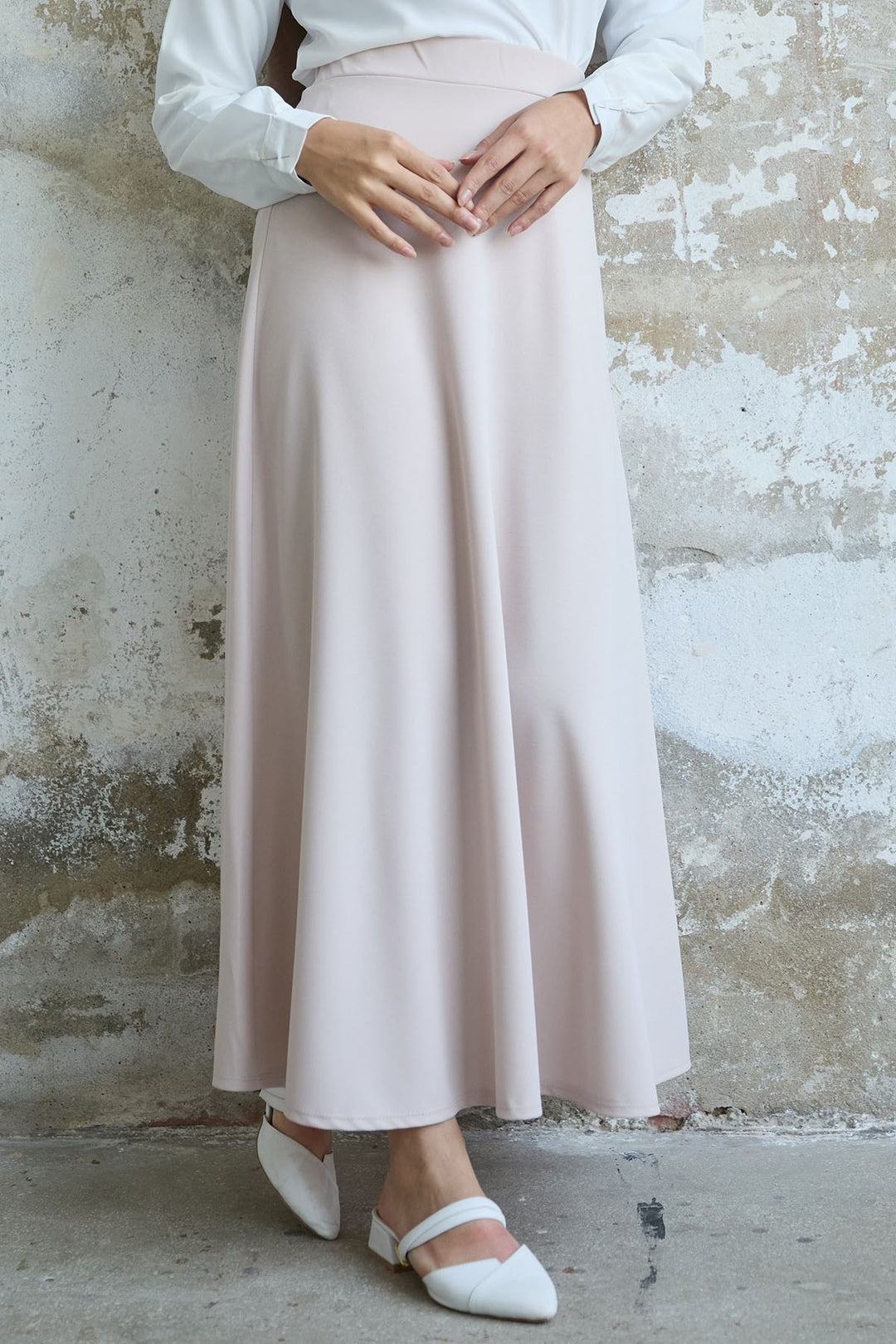 MDS Women Double Knit Fabric Skirt - Stone - Findlay