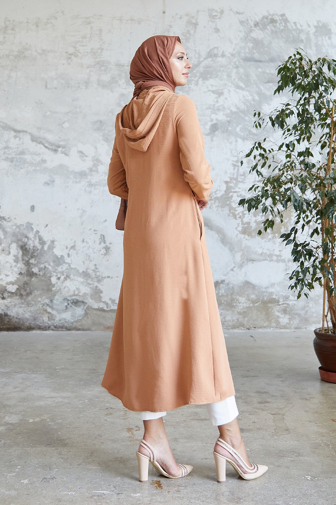 MDS Women Lure Hooded Abaya - Camel - Albany