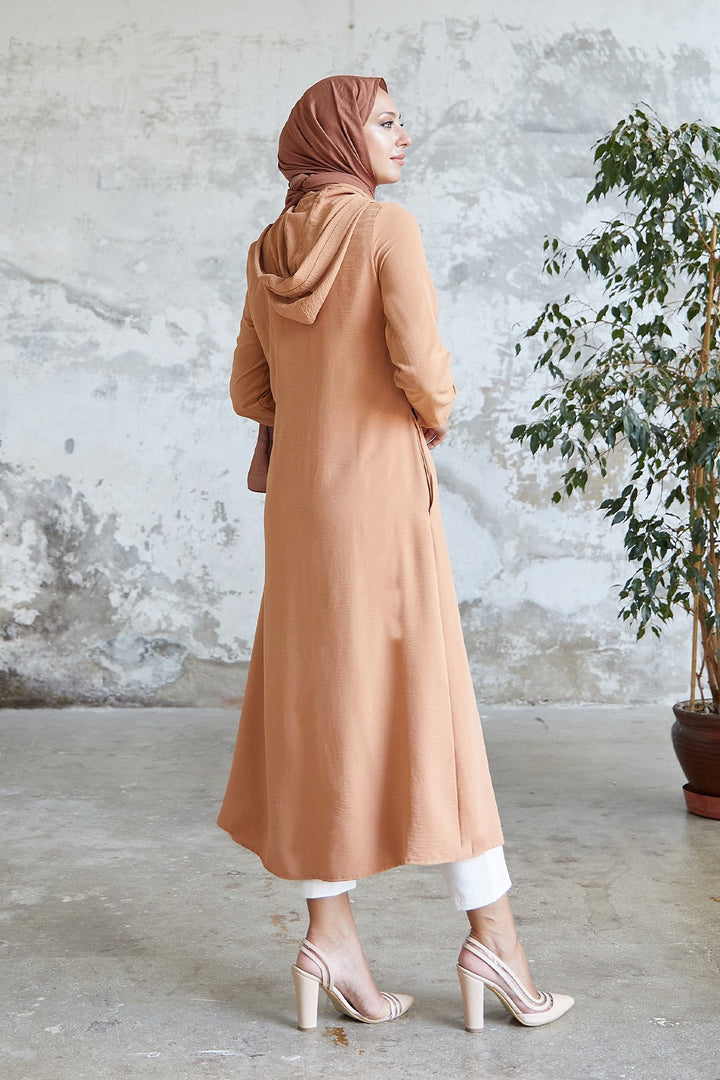 MDS Women Lure Hooded Abaya - Camel - Albany