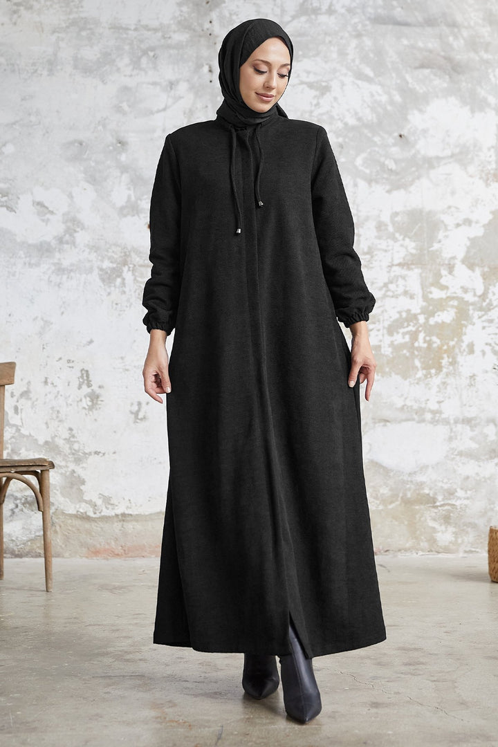 MDS Women Levina Secret Snap Abaya - Black - Delaware