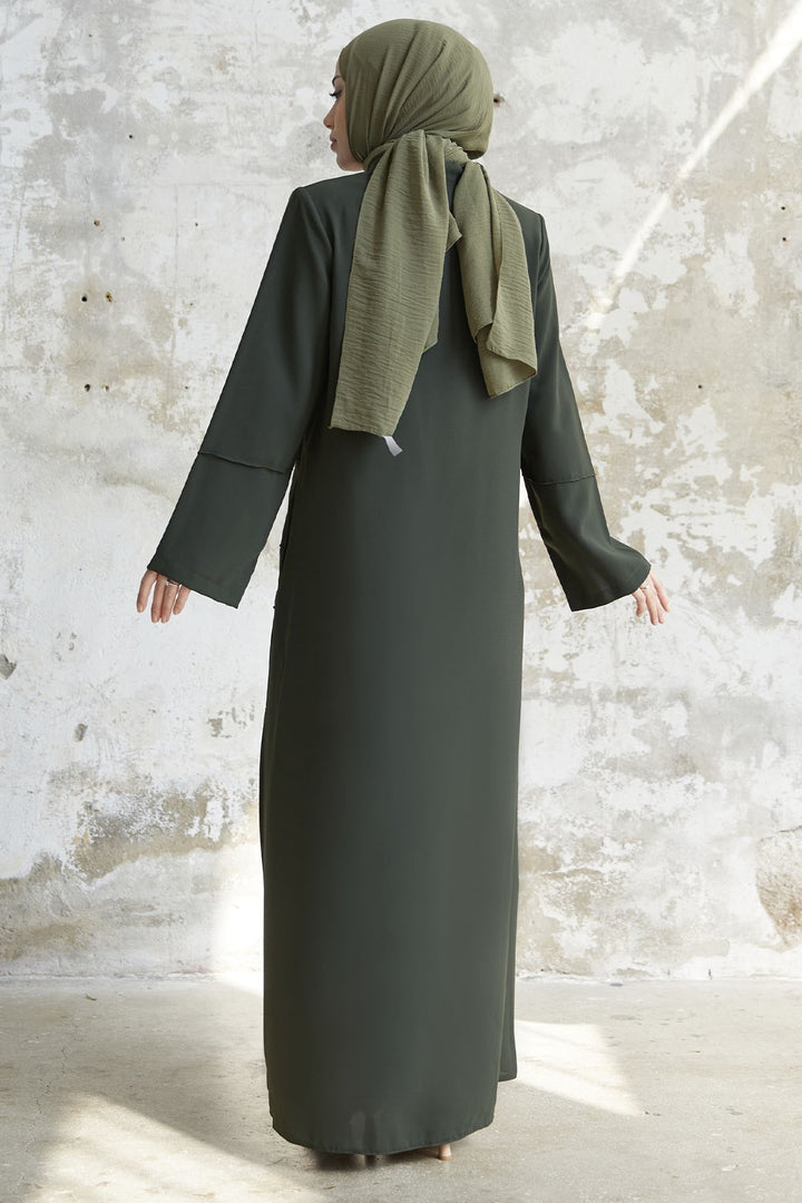 MDS Women Ivory Biye Pattern Abaya - Khaki - Gorinchem