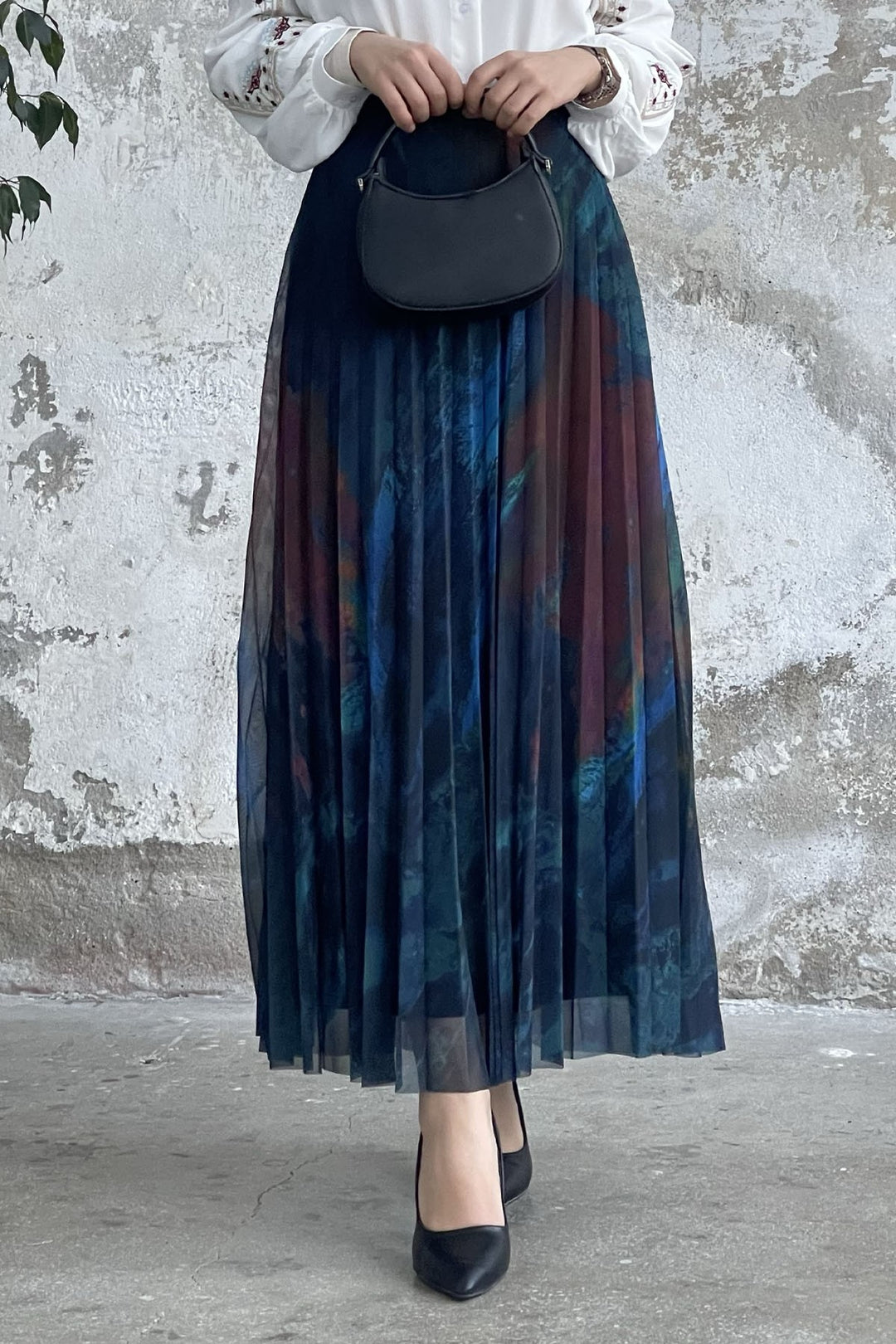 MDS Women Batik Pattern Lined Tulle Skirt - Cornflower Blue - Santa María Texmelucan