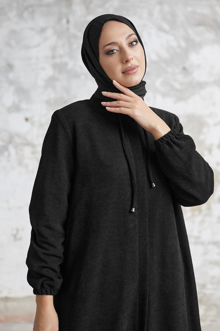 MDS Women Levina Secret Snap Abaya - Black - Delaware