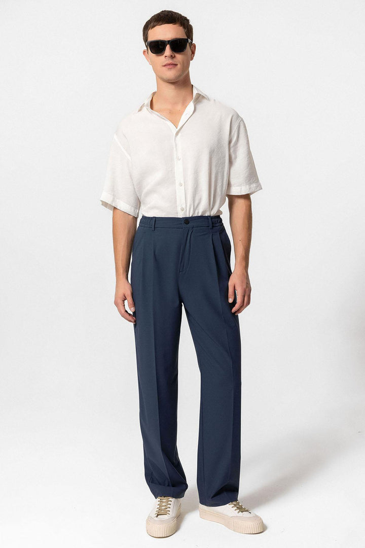 ANT Elastic Waist High Waist Pleated Men's Trousers - Bowmanville