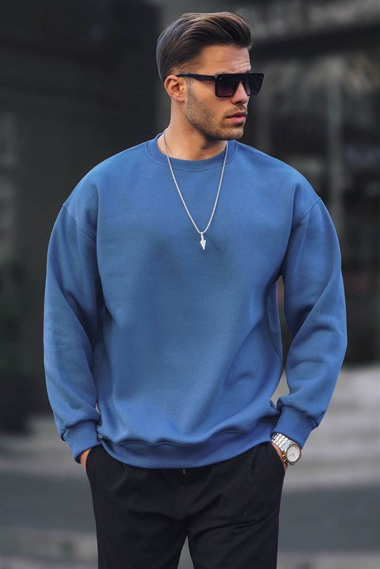 MDX Indigo Bicycle Collar Oversized Basic Men's Sweatshirt with Shawl Collar 6048 - Lacey
