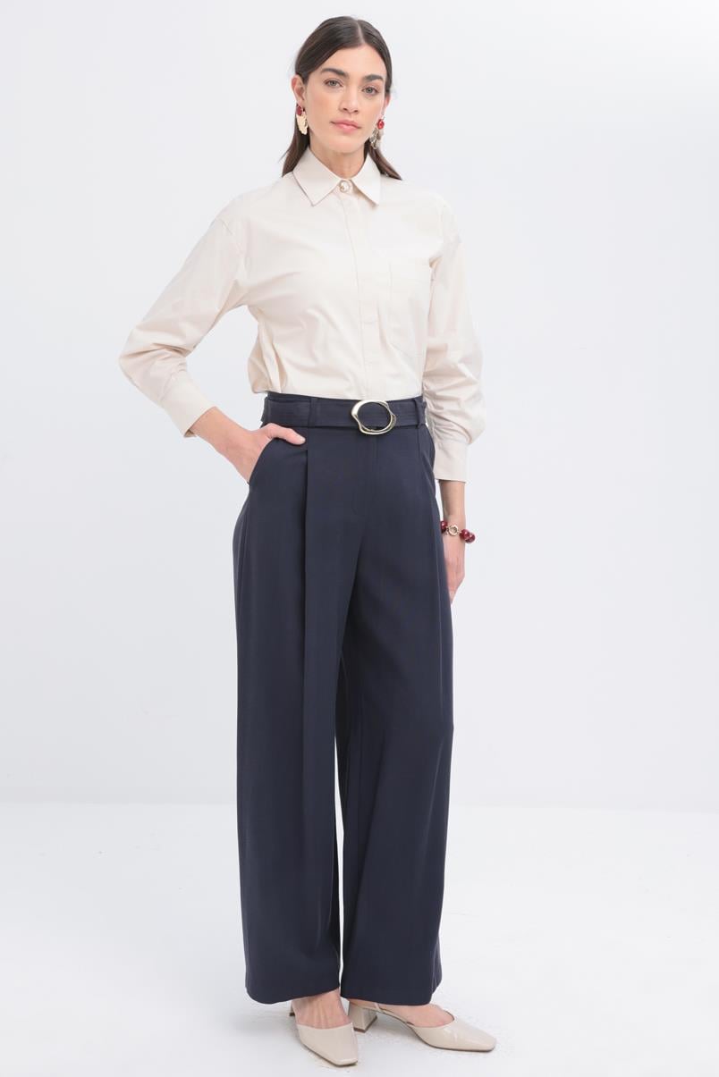 TLD Women Allday Indigo Indigo-Belted Palazzo Pants - Ostend
