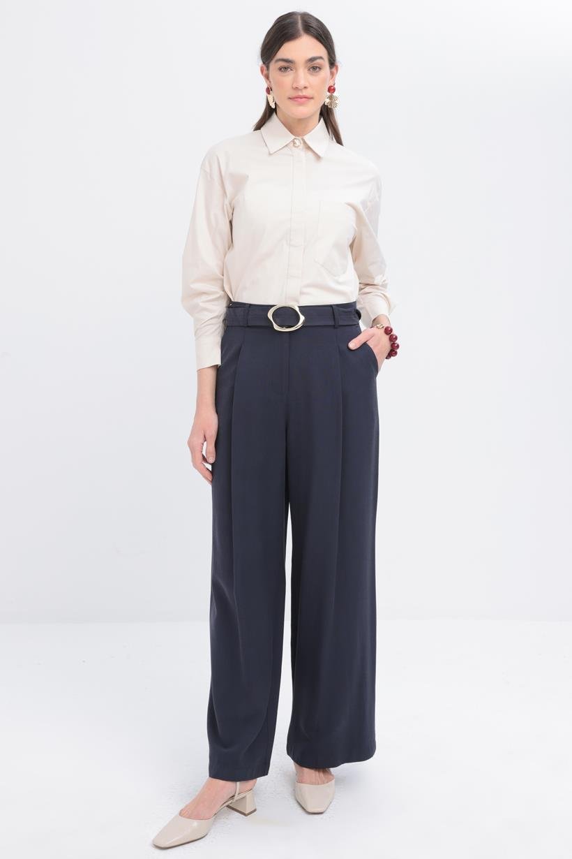 TLD Women Allday Indigo Indigo-Belted Palazzo Pants - Ostend