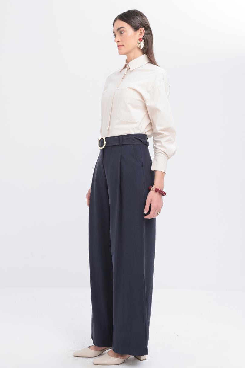 TLD Women Allday Indigo Indigo-Belted Palazzo Pants - Ostend