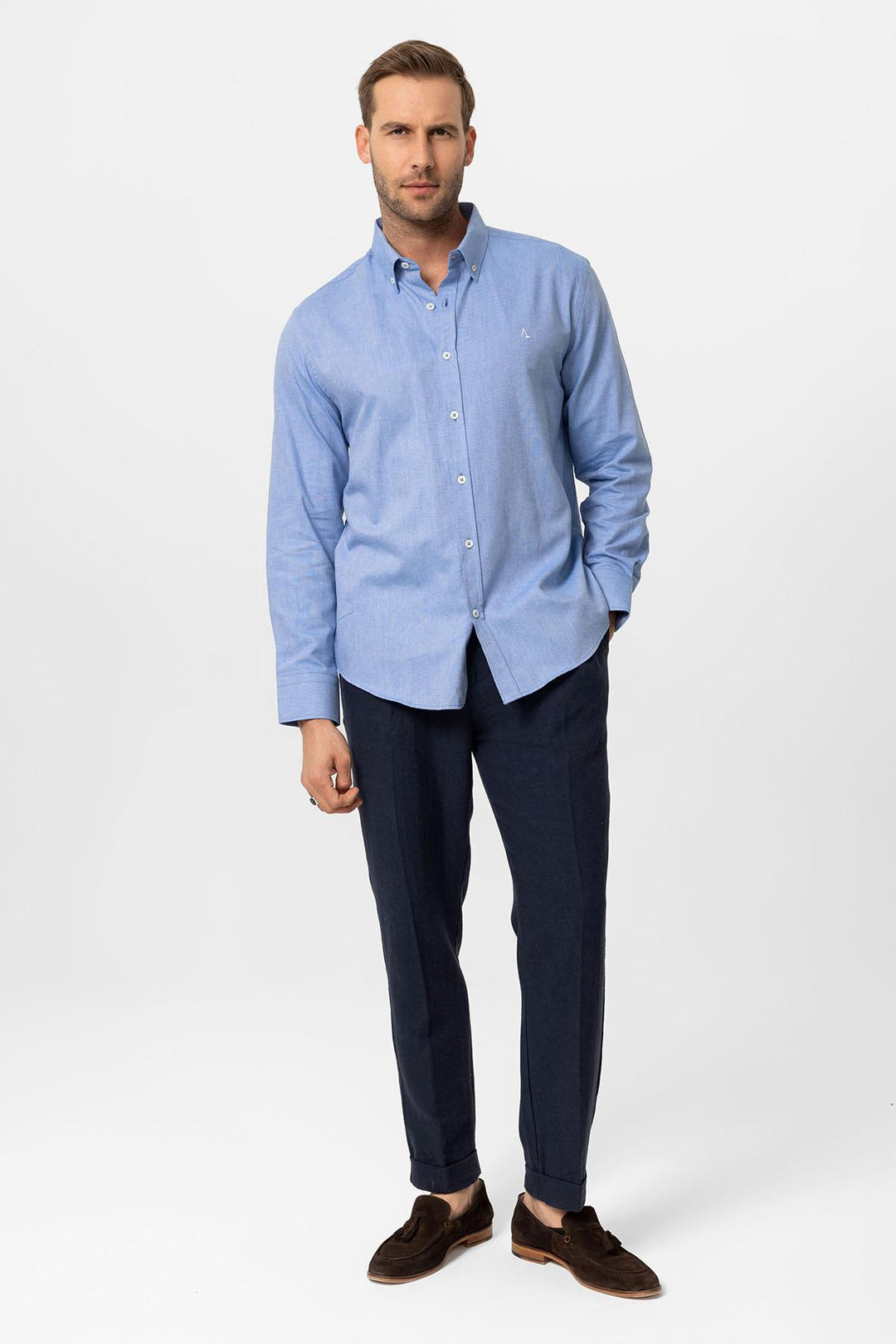 ANT Slim Fit Men's Shirt with Buttoned Collar - Thonon-les-Bains