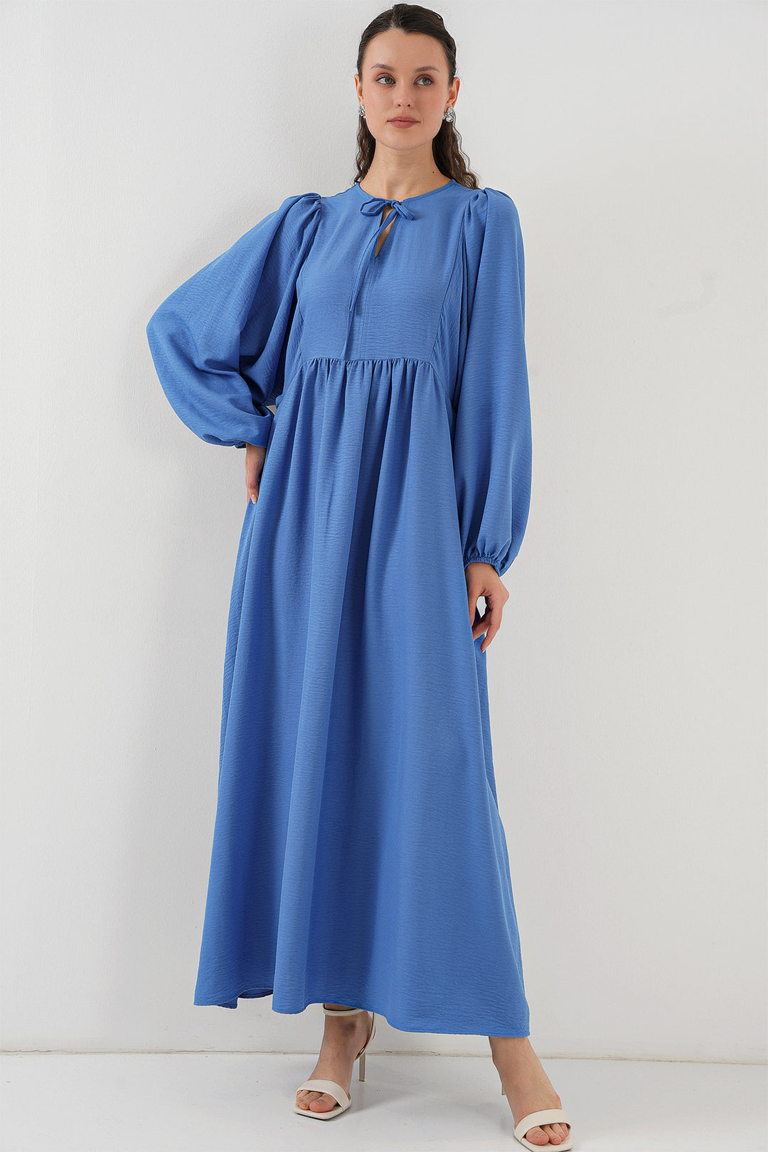 BGD Women Woman Balloon Sleeve Long Hijab Dress 2464 - Indigo - Stretford