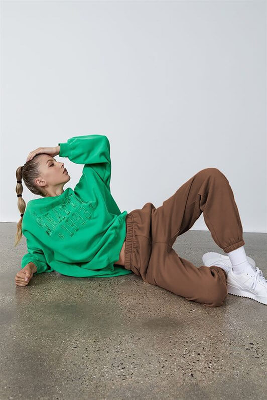 MDX Women's Camel High Waist Elastic Oversized Sweatpants MG1235 - Parker