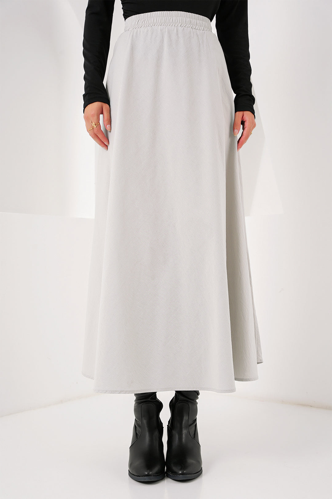 BGD Women Woman Pocket Detailed Long Skirt 8024 - Gray - Avondale
