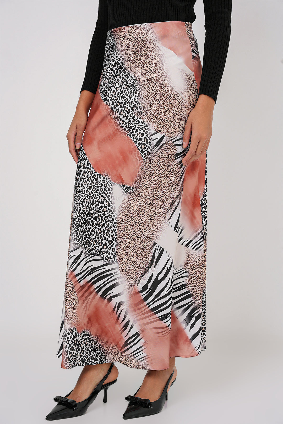 BGD Women Woman Patterned Satin Skirt 15877 - Orange - Fuquay-Varina