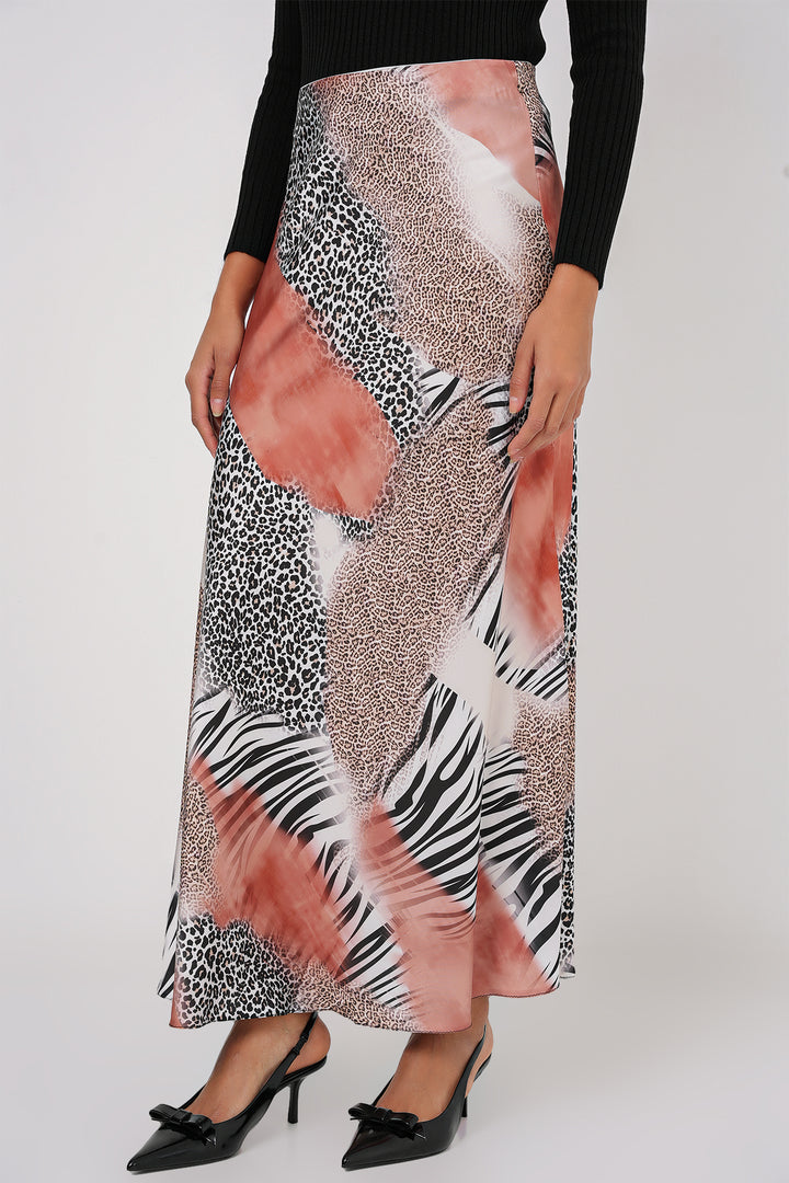 BGD Women Woman Patterned Satin Skirt 15877 - Orange - Fuquay-Varina
