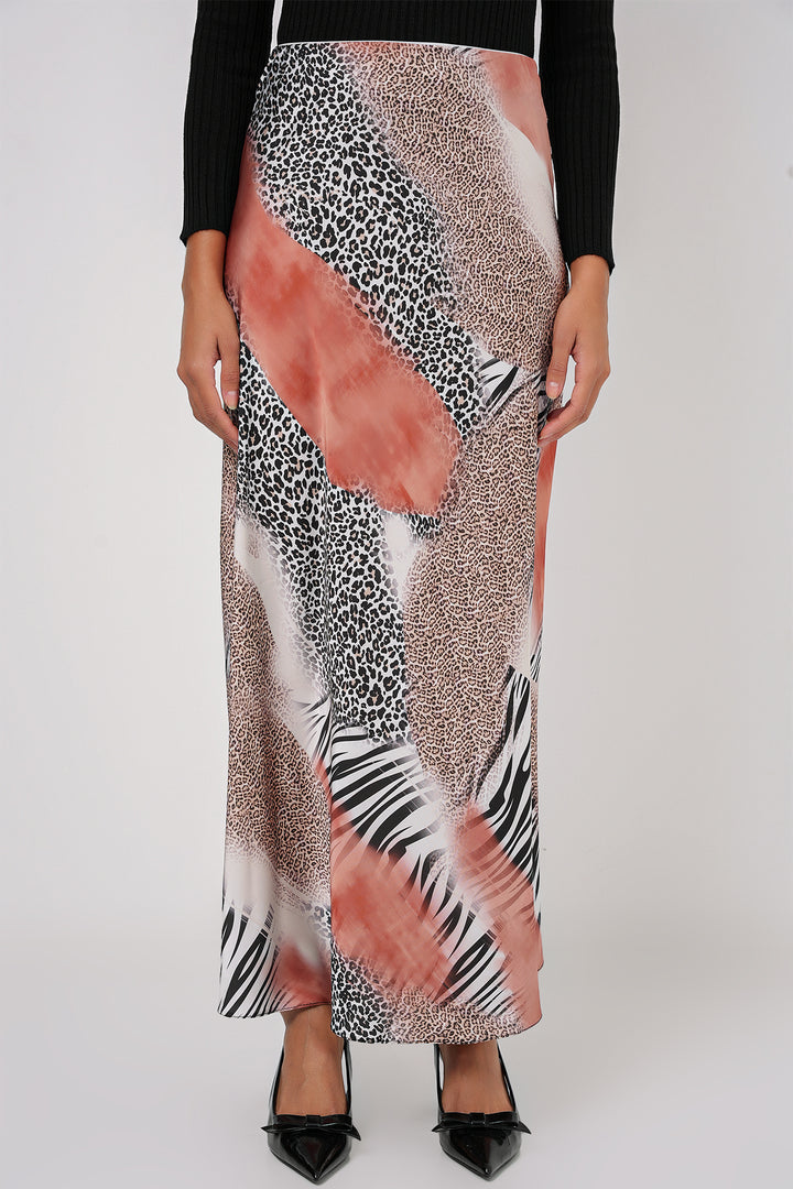BGD Women Woman Patterned Satin Skirt 15877 - Orange - Fuquay-Varina