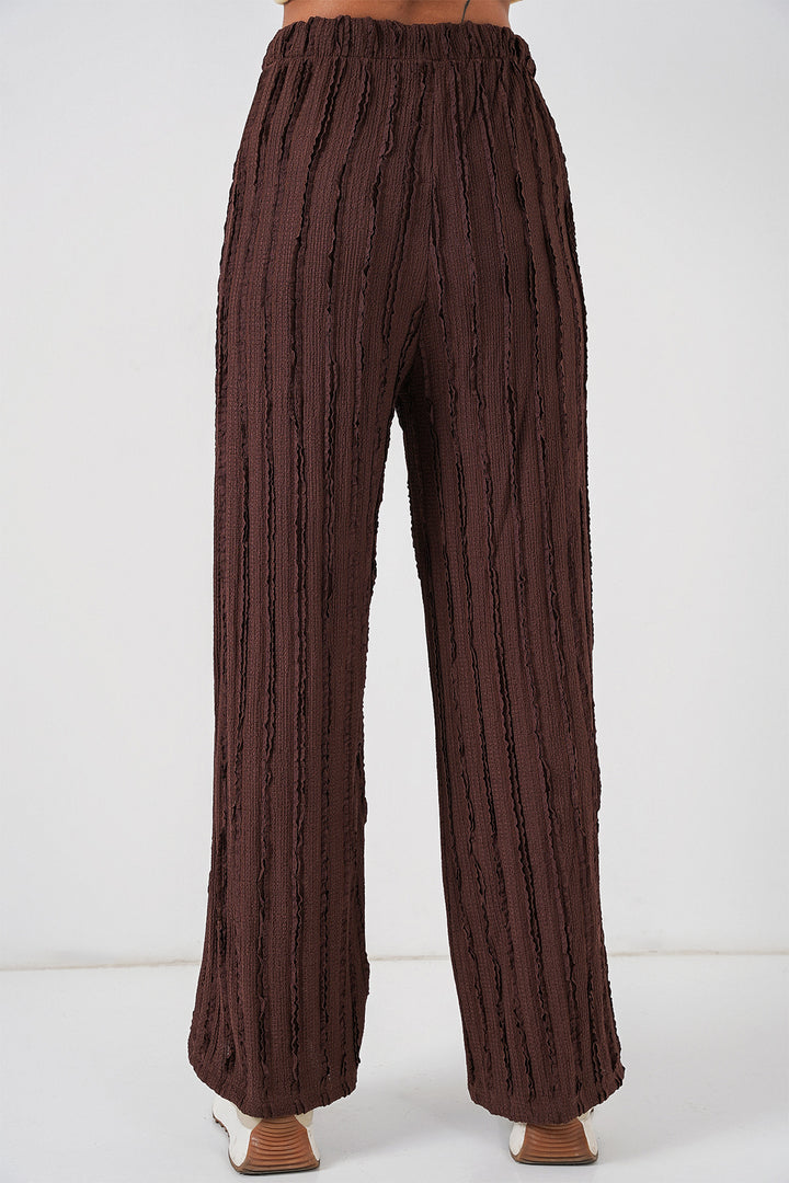 BGD Women Women's Textured Elastic Knit Pants 30057 - Brown - Hattiesburg