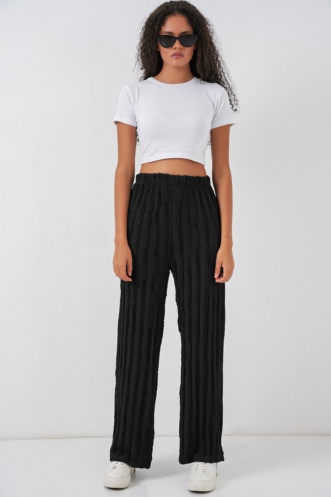 BGD Women Women's Textured Stretch Knit Pants 30057 - Black - Pensacola