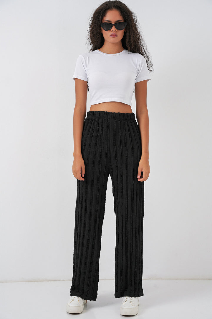 BGD Women Women's Textured Stretch Knit Pants 30057 - Black - Pensacola