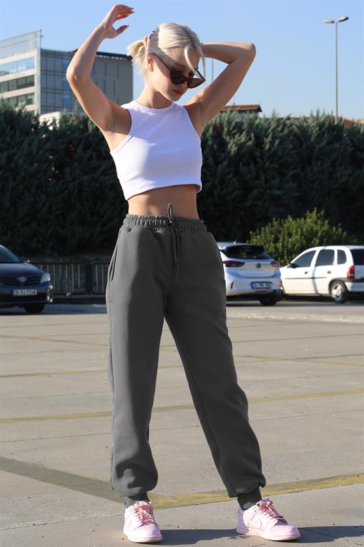 MDX Women's Smoke Elastic Waistband Sweatpants with Shirred Cuffs MG1568 - Chicopee
