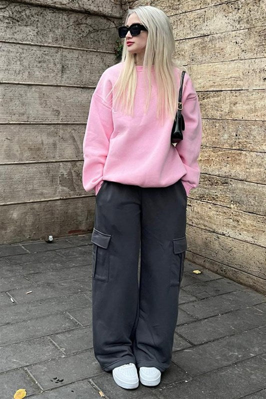 MDX Women's Smoke Wide Leg Cargo Pocket Sweatpants MG1615 - Calais