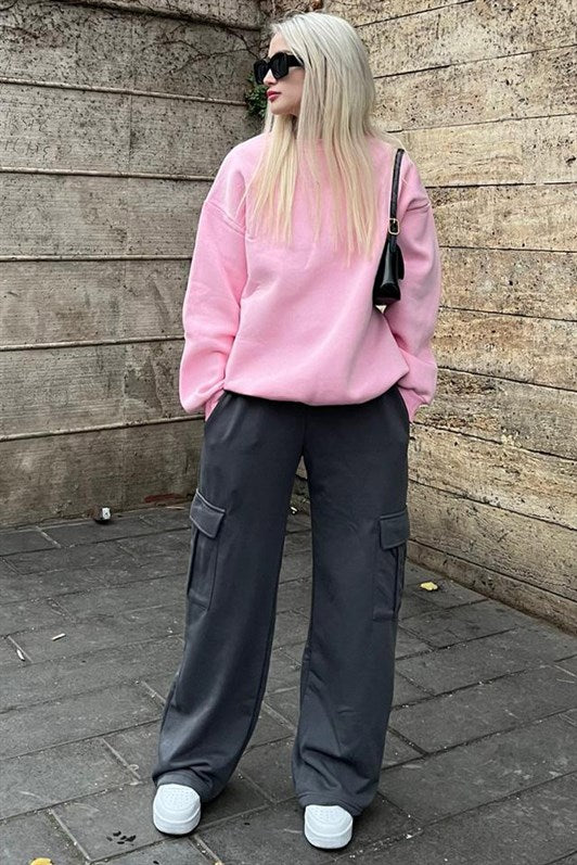 MDX Women's Smoke Wide Leg Cargo Pocket Sweatpants MG1615 - Calais