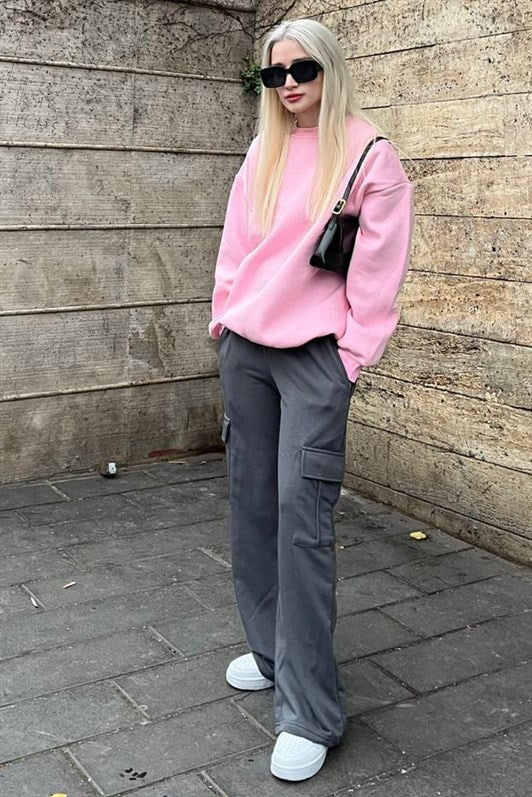 MDX Women's Smoke Wide Leg Cargo Pocket Sweatpants MG1615 - Calais