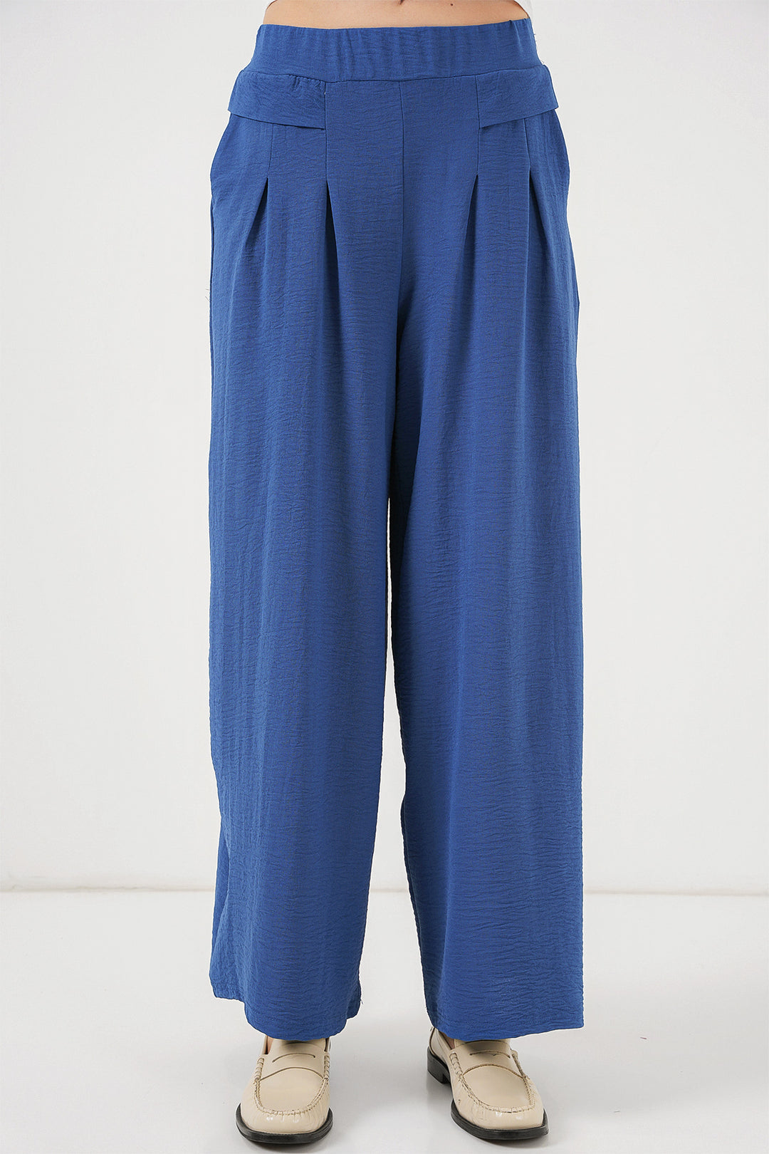 BGD Women Women's Wide Leg Pleated Pants 6718 - Indigo - Columbia
