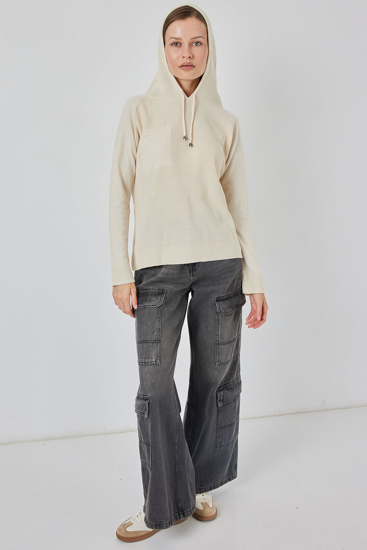 BGD Women Women's Hooded Sweater 15941 - Ecru - Euclid