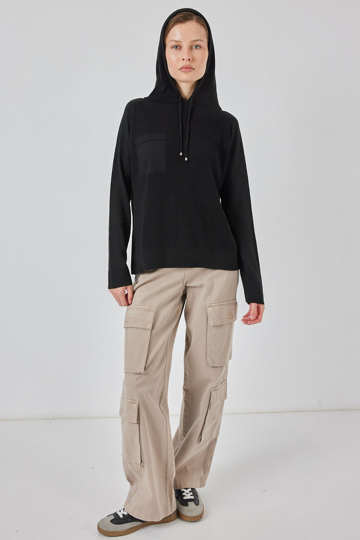 BGD Women Women's Hooded Sweater 15941 - Black - Delmenhorst